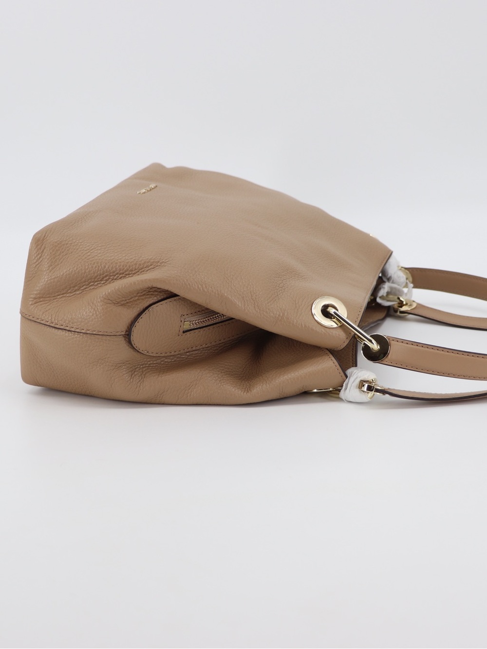 Brand New Michael t Raven Pebbled Leather Large Shoulder Bag Camel - Picture 10 of 16
